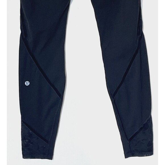 Lululemon Wunder Under Black Scatter Floral Velvet Lace Flocked Leggings - Picture 6 of 13